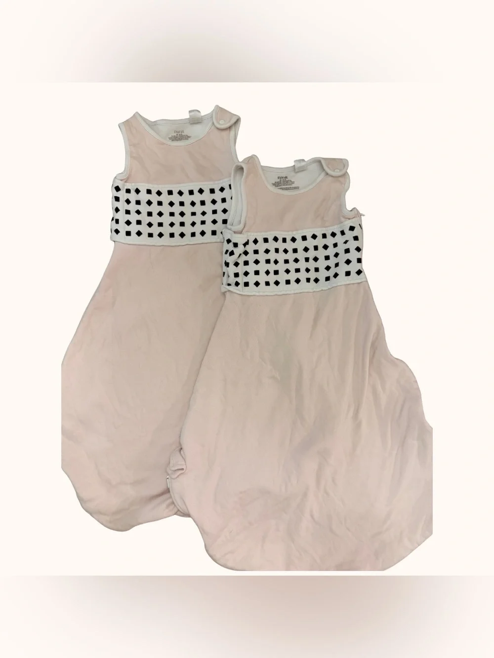 Soft Pale Pink Baby Sleep Sack with Black Geometric Band